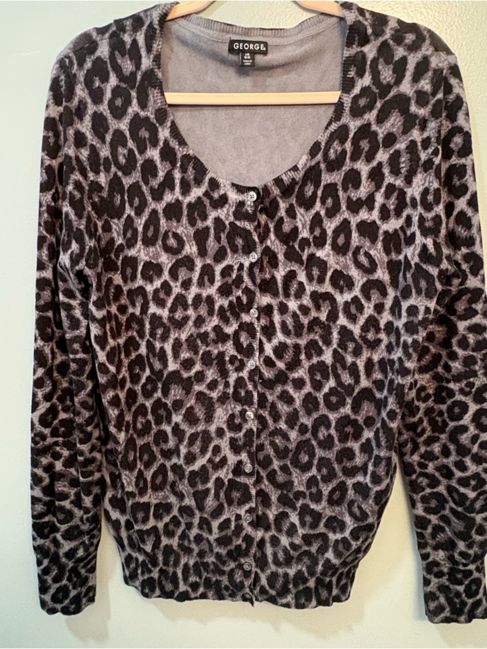 George Gray and Black Leopard Print Cardigan Size L